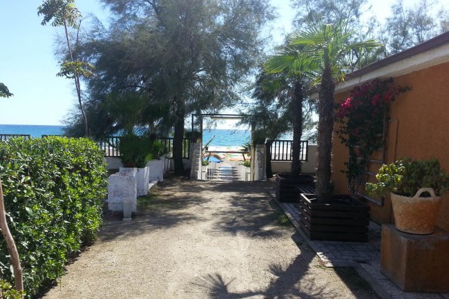 Sentiero alberato conduce alla spiaggia.